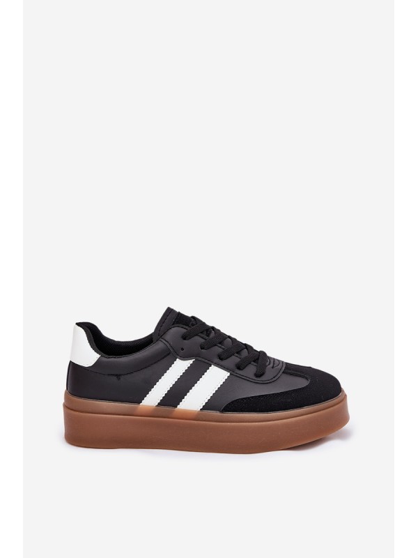 Women's Platform Sneakers Made of Eco Leather Black Elaraven