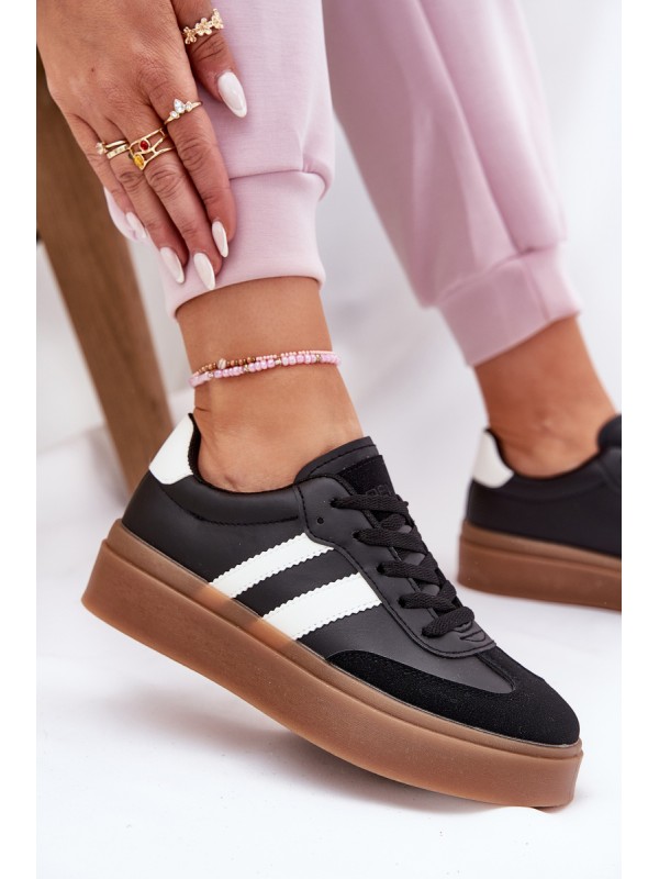 Women's Platform Sneakers Made of Eco Leather Black Elaraven