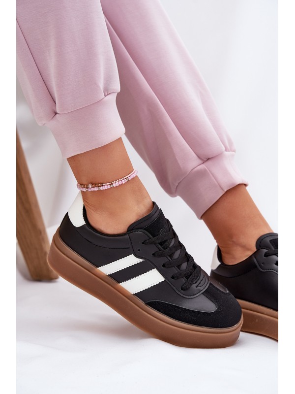 Women's Platform Sneakers Made of Eco Leather Black Elaraven