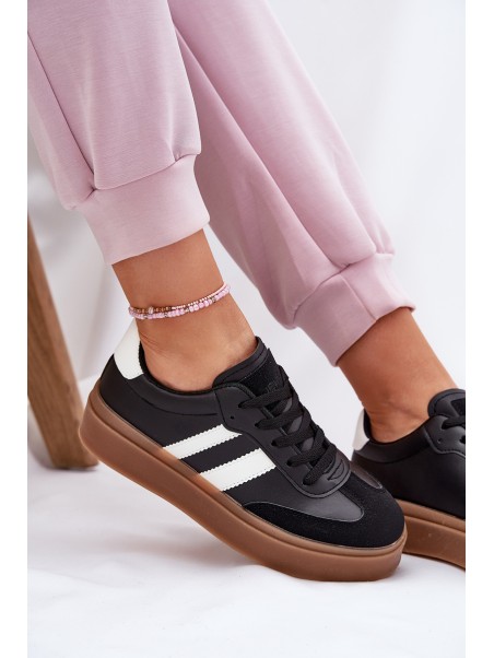 Women's Platform Sneakers Made of Eco Leather Black Elaraven