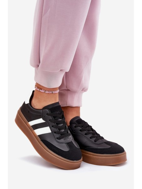 Women's Platform Sneakers Made of Eco Leather Black Elaraven