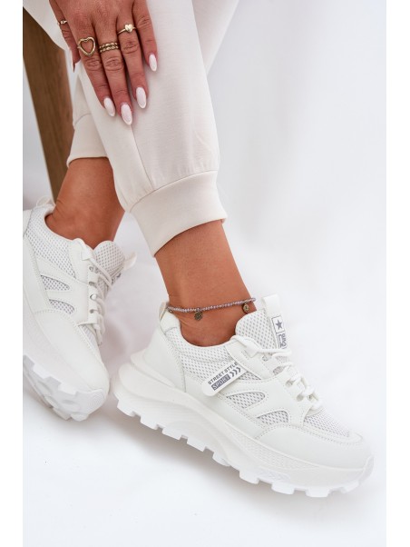 Women's Sports Sneakers On Thick Sole White Prononice