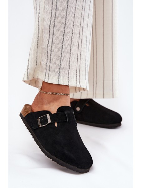 Suede Ladies Clogs With Buckle Big Star RR274A384 Black