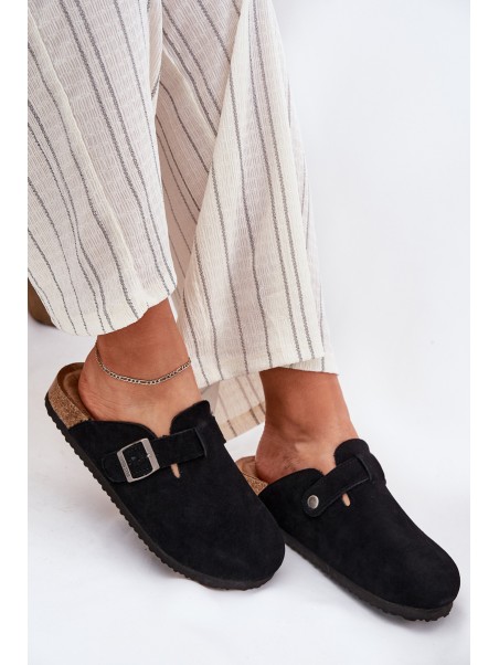 Suede Ladies Clogs With Buckle Big Star RR274A384 Black