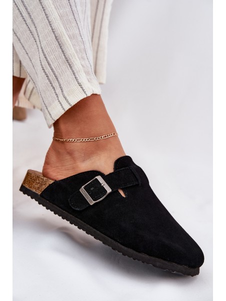 Suede Ladies Clogs With Buckle Big Star RR274A384 Black