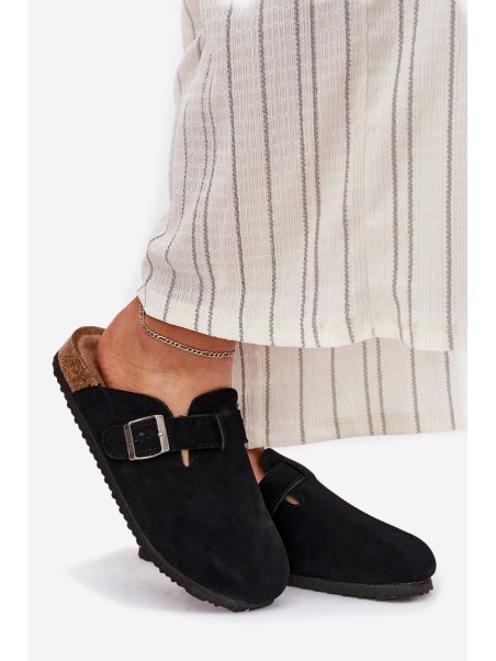 Suede Ladies Clogs With Buckle Big Star RR274A384 Black