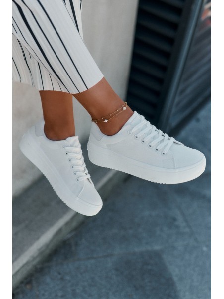 Women s Fabric Sneakers On Platform Big Star RR274463 White