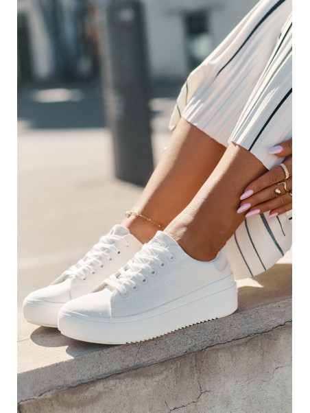 Women s Fabric Sneakers On Platform Big Star RR274463 White