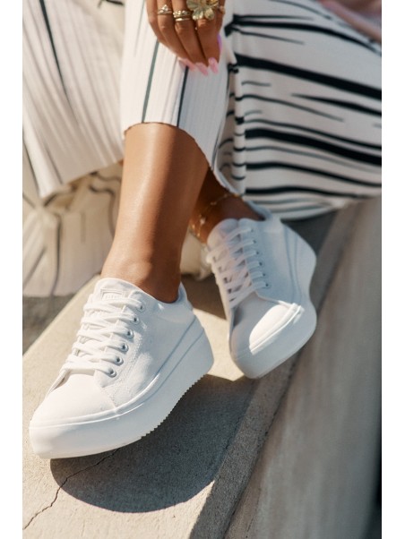 Women s Fabric Sneakers On Platform Big Star RR274463 White