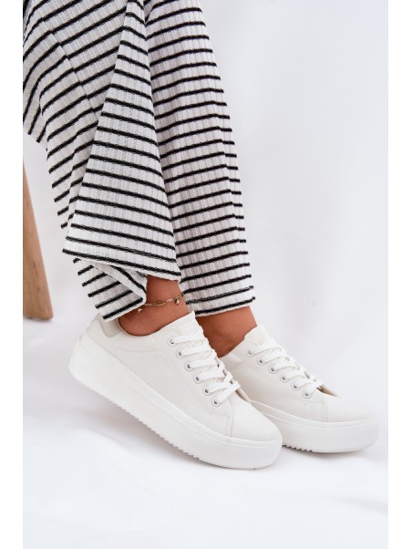 Women s Fabric Sneakers On Platform Big Star RR274463 White