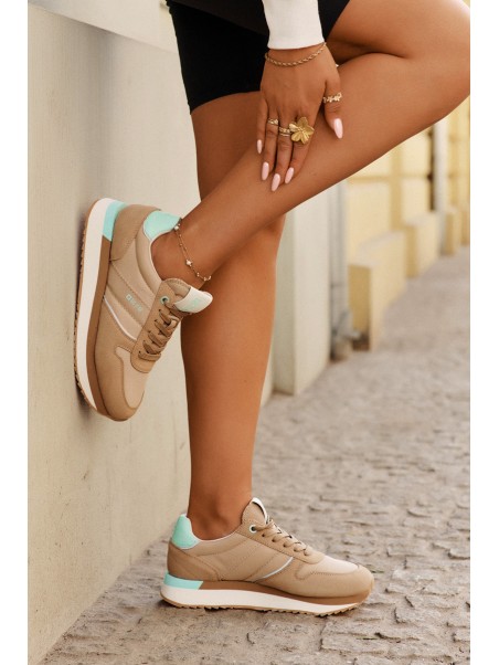 Women Suede Sneakers Big Star RR274A048 HI-POLY SYSTEM Dark Beige