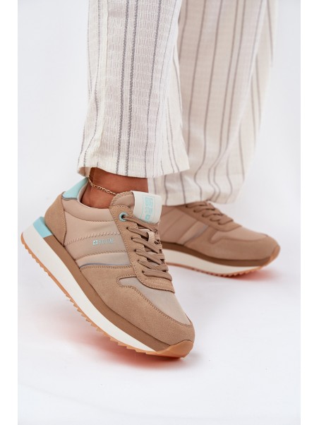 Women Suede Sneakers Big Star RR274A048 HI-POLY SYSTEM Dark Beige