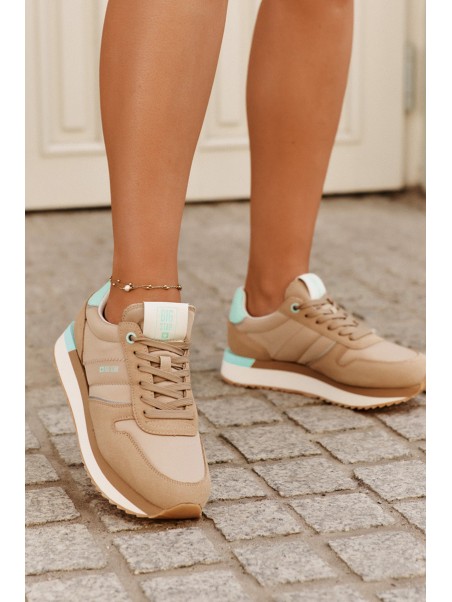 Women Suede Sneakers Big Star RR274A048 HI-POLY SYSTEM Dark Beige