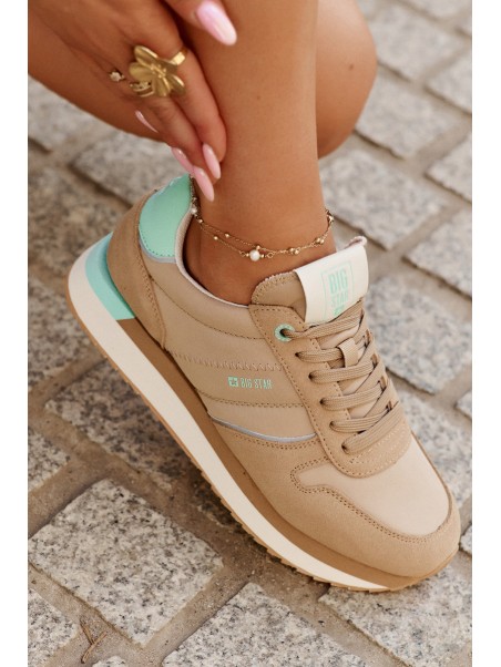 Women Suede Sneakers Big Star RR274A048 HI-POLY SYSTEM Dark Beige