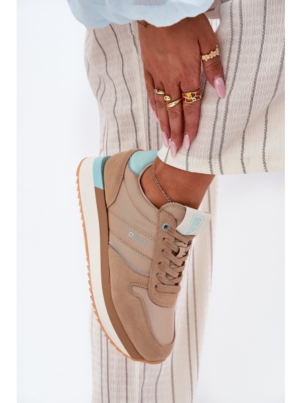 Women Suede Sneakers Big Star RR274A048 HI-POLY SYSTEM Dark Beige