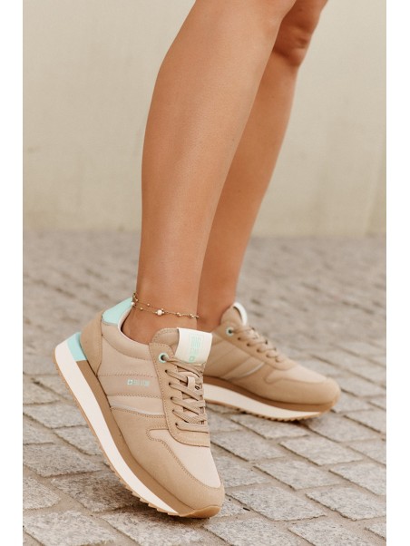 Women Suede Sneakers Big Star RR274A048 HI-POLY SYSTEM Dark Beige