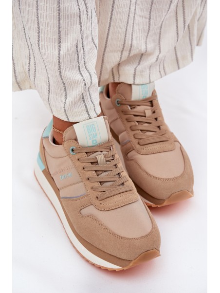 Women Suede Sneakers Big Star RR274A048 HI-POLY SYSTEM Dark Beige