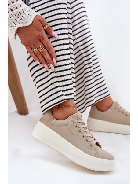 Women Fabric Sneakers On Platform Big Star RR274465 Beige