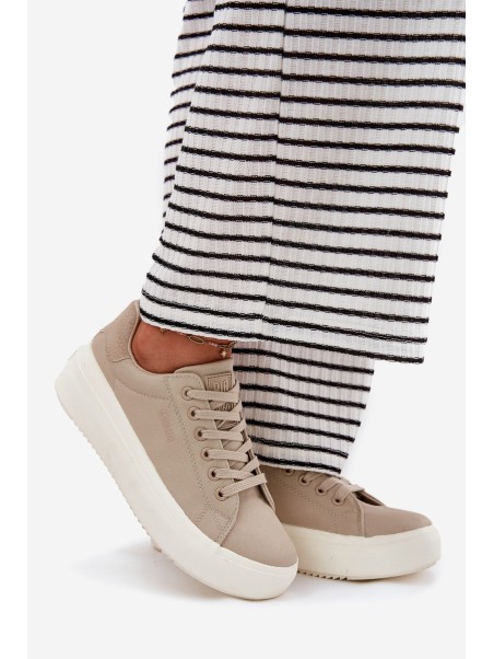 Women Fabric Sneakers On Platform Big Star RR274465 Beige