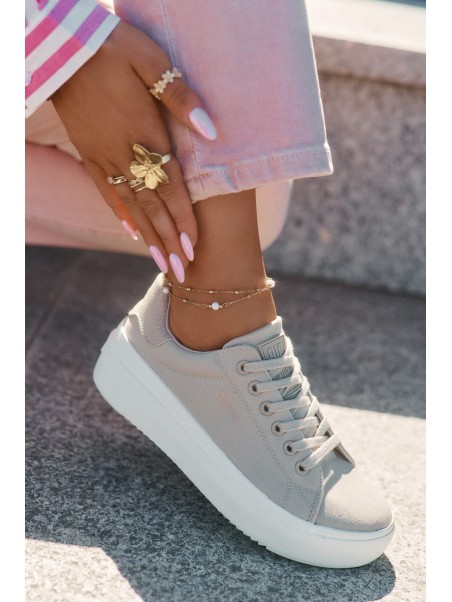 Women Fabric Sneakers On Platform Big Star RR274465 Beige