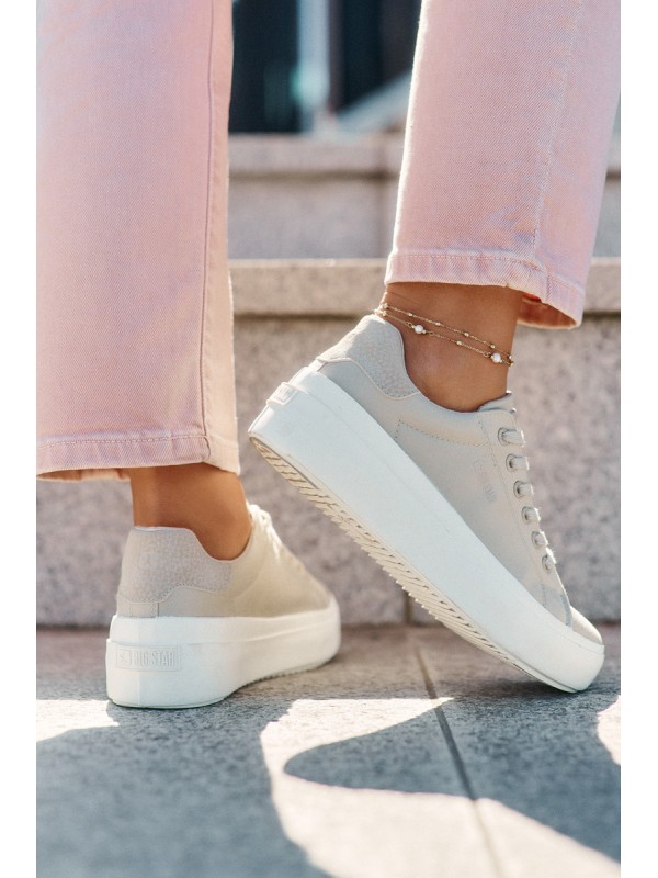 Women Fabric Sneakers On Platform Big Star RR274465 Beige