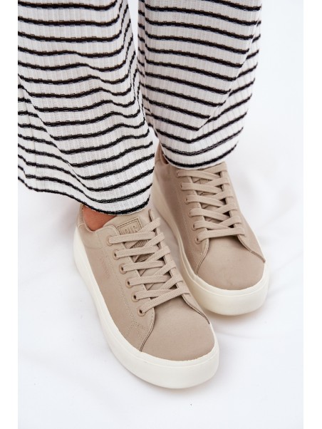 Women Fabric Sneakers On Platform Big Star RR274465 Beige