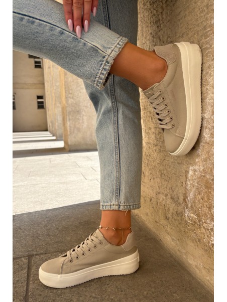 Women Fabric Sneakers On Platform Big Star RR274465 Beige