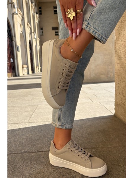 Women Fabric Sneakers On Platform Big Star RR274465 Beige