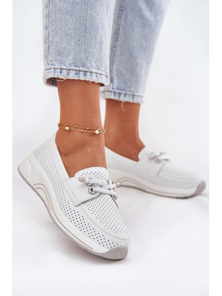 Leather Shoes Made Of Natural Leather On Platform Artiker 56C2101 White
