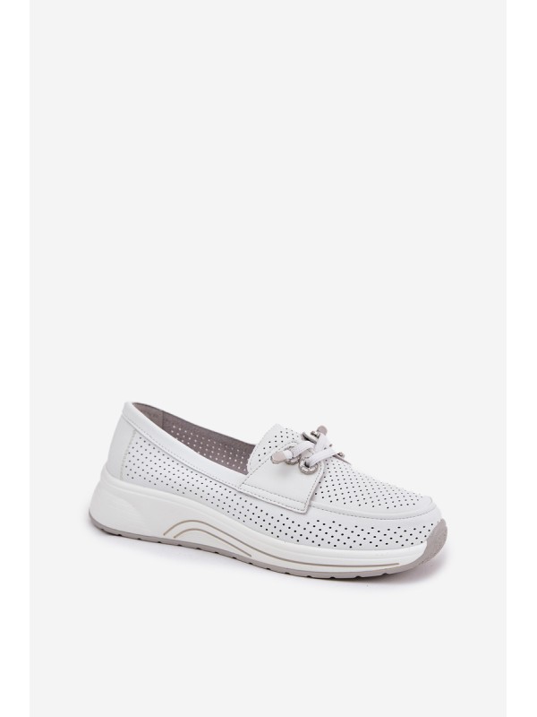 Leather Shoes Made Of Natural Leather On Platform Artiker 56C2101 White