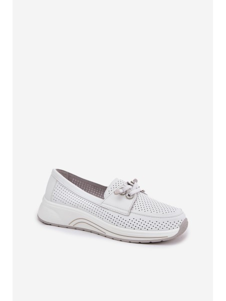 Leather Shoes Made Of Natural Leather On Platform Artiker 56C2101 White