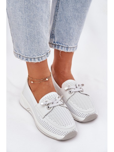 Leather Shoes Made Of Natural Leather On Platform Artiker 56C2101 White