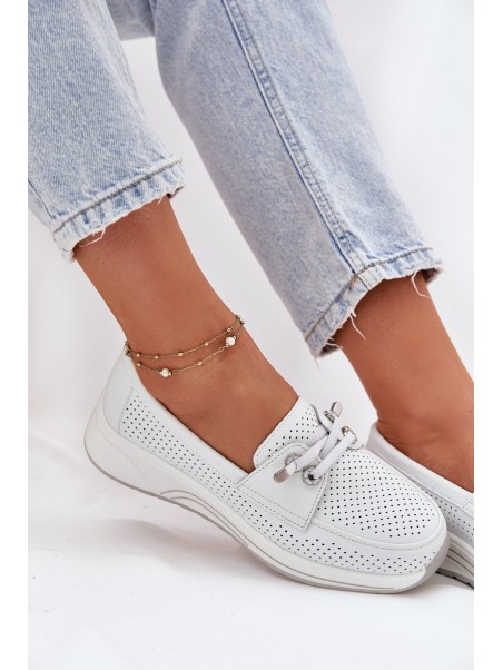 Leather Shoes Made Of Natural Leather On Platform Artiker 56C2101 White