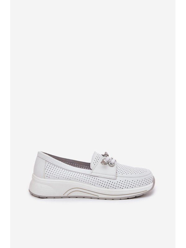 Leather Shoes Made Of Natural Leather On Platform Artiker 56C2101 White