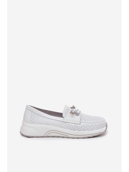 Leather Shoes Made Of Natural Leather On Platform Artiker 56C2101 White