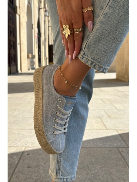 Womens Platform Sneakers With Weaving Lee Cooper LCW-25-02-3284 Light Beige