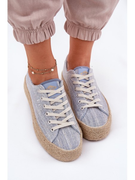 Womens Platform Sneakers With Weaving Lee Cooper LCW-25-02-3284 Light Beige