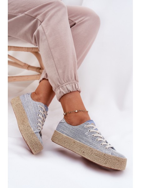 Womens Platform Sneakers With Weaving Lee Cooper LCW-25-02-3284 Light Beige