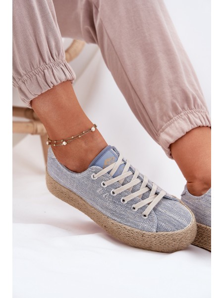 Womens Platform Sneakers With Weaving Lee Cooper LCW-25-02-3284 Light Beige