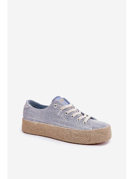 Womens Platform Sneakers With Weaving Lee Cooper LCW-25-02-3284 Light Beige