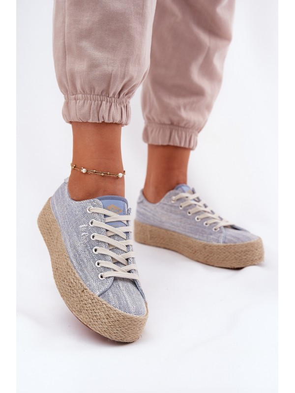 Womens Platform Sneakers With Weaving Lee Cooper LCW-25-02-3284 Light Beige