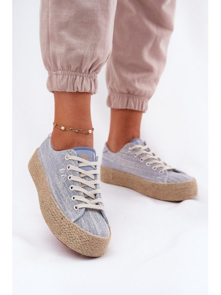 Womens Platform Sneakers With Weaving Lee Cooper LCW-25-02-3284 Light Beige