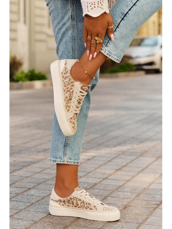 Low Women Sneakers Leopard Print Lee Cooper LCW-25-02-3330L Beige