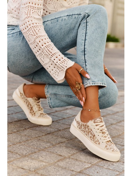 Low Women Sneakers Leopard Print Lee Cooper LCW-25-02-3330L Beige