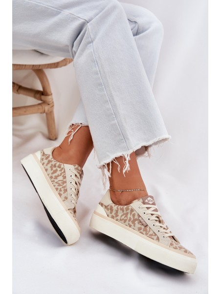 Low Women Sneakers Leopard Print Lee Cooper LCW-25-02-3330L Beige