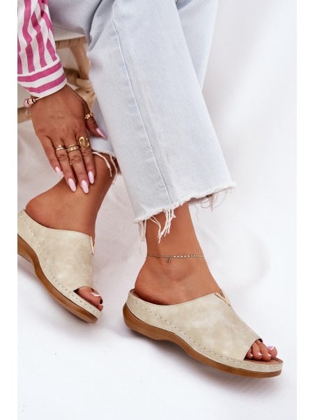Comfortable women's wedge sandals golden Claribelle
