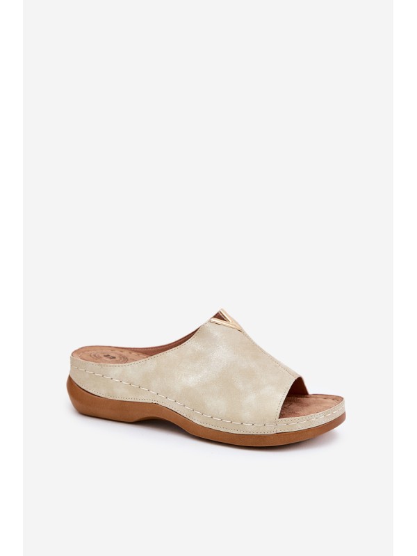Comfortable women's wedge sandals golden Claribelle