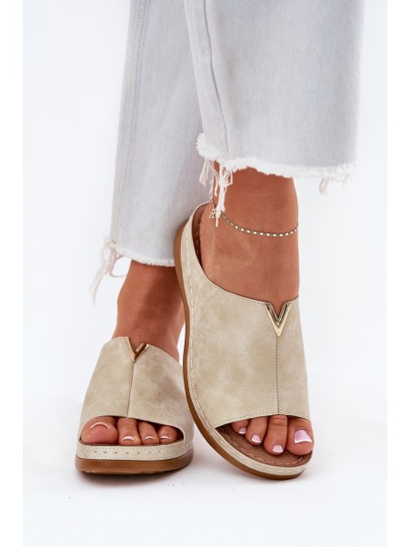 Comfortable women's wedge sandals golden Claribelle