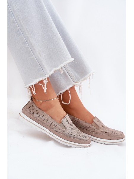 Suede Slip-on Shoes Beige-Gold Inez