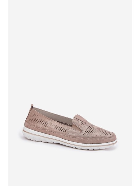 Suede Slip-on Shoes Beige-Gold Inez